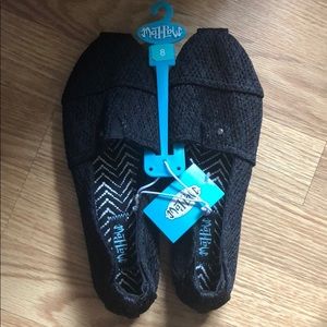 Black crochet slip on shoes, never worn!